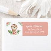 Cute Sloth Floral Birthday Blush Pink Etiket (Insitu)