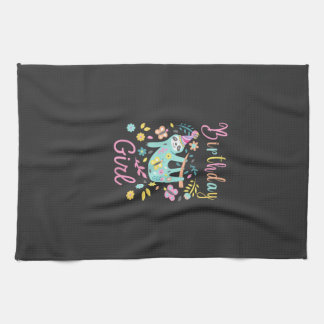 Cute Sloth Floral Girls Birthday Party T-Shirt Theedoek