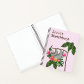 Cute Sloth Floral Specialized Kinder Sketchbook Notitieboek (Binnen)