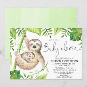 Cute sloth gender-neutraal baby shower kaart