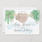 Cute Sloth Gender Neutral Baby shower Invitation Kaart (Voorkant)