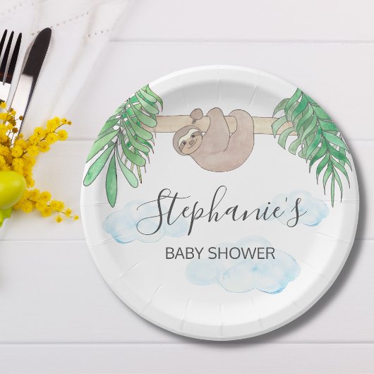 Cute Sloth Gender Neutral Baby shower Papieren Bordje