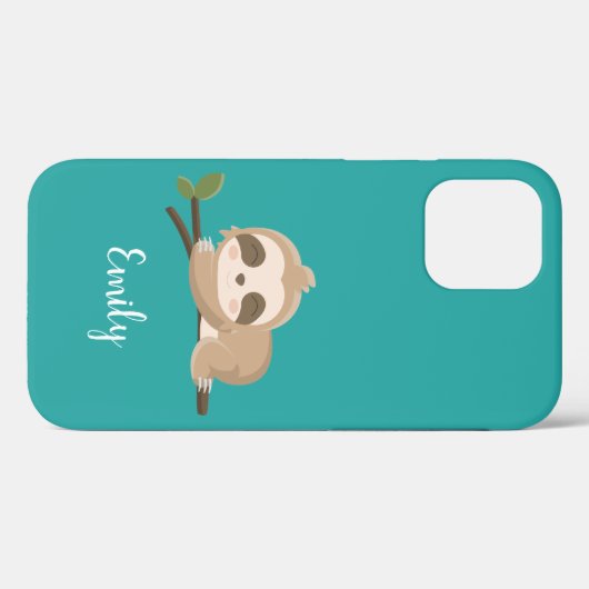 Cute sloth gepersonaliseerde naam Case-Mate iPhone case (Achterkant (horizontaal))