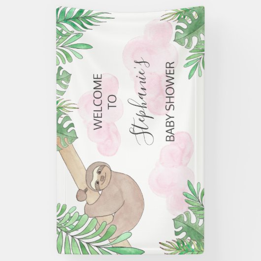 Cute Sloth Girl Baby shower Spandoek (Verticaal)