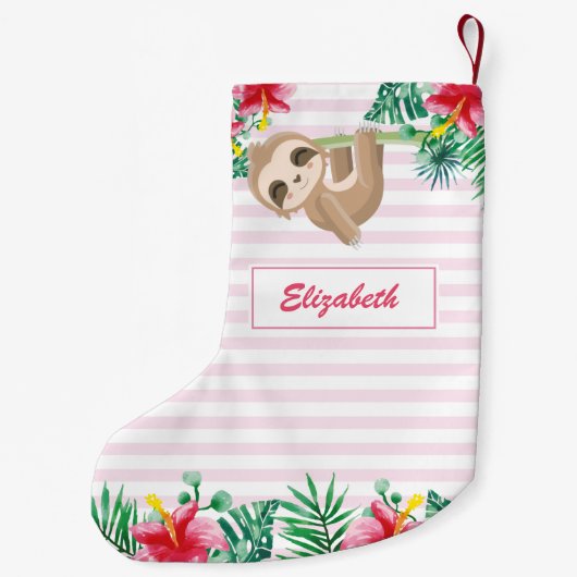 Cute Sloth girly op maat gemaakt Kleine Kerstsok (Achterkant)