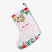 Cute Sloth girly op maat gemaakt Kleine Kerstsok (Achterkant (Hangend))