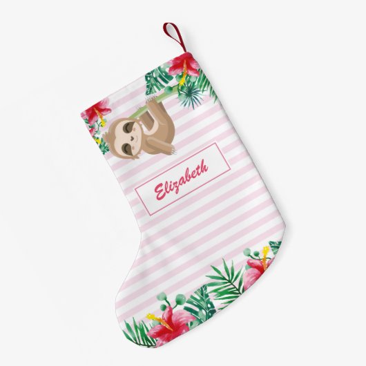 Cute Sloth girly op maat gemaakt Kleine Kerstsok (Achterkant (Hangend))