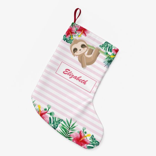 Cute Sloth girly op maat gemaakt Kleine Kerstsok (Voorkant (Hangend))