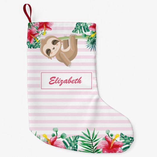 Cute Sloth girly op maat gemaakt Kleine Kerstsok (Voorkant)
