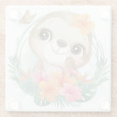 Cute Sloth Glazen Onderzetter (Achterkant)