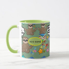 Cute Sloth Green Pattern Funny doet het citaat Mok