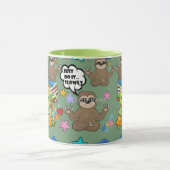 Cute Sloth Green Pattern Funny doet het citaat Mok (Midden)