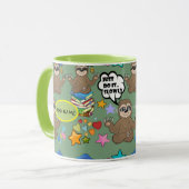 Cute Sloth Green Pattern Funny doet het citaat Mok (Voorkant links)
