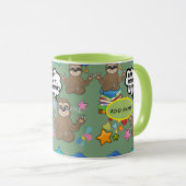 Cute Sloth Green Pattern Funny doet het citaat Mok (Voorkant rechts)