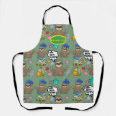 Cute Sloth Green Pattern Funny doet het citaat Schort (Voorkant)