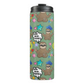 Cute Sloth Green Pattern Funny doet het citaat Thermosbeker (Voorkant)