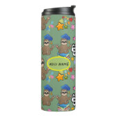 Cute Sloth Green Pattern Funny doet het citaat Thermosbeker (Gedraaid links)