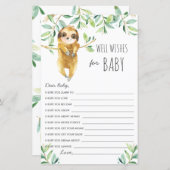 Cute Sloth Greenery Shower wenst Baby (Voorkant / Achterkant)