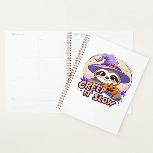 Cute Sloth Halloween Shirt � Funny Creep It Slow W Planner (Display)