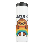 Cute Sloth �Hang On� Rainbow Positive Quote Sticke Thermosbeker (Voorkant)