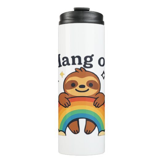 Cute Sloth �Hang On� Rainbow Positive Quote Sticke Thermosbeker (Voorkant)