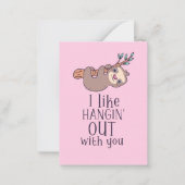 Cute Sloth Hanging Funny Kinder Valentijnsdag Notitiekaartje (Voorkant)