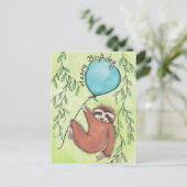 Cute Sloth Happy Birthday Briefkaart (Staand voorkant)