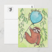 Cute Sloth Happy Birthday Briefkaart (Voorkant / Achterkant)