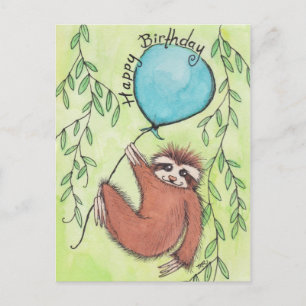 Cute Sloth Happy Birthday Briefkaart