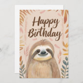 Cute Sloth Happy Birthday Feestdagenkaart (Voorkant / Achterkant)