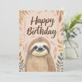 Cute Sloth Happy Birthday Feestdagenkaart (Staand voorkant)