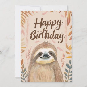 Cute Sloth Happy Birthday Feestdagenkaart