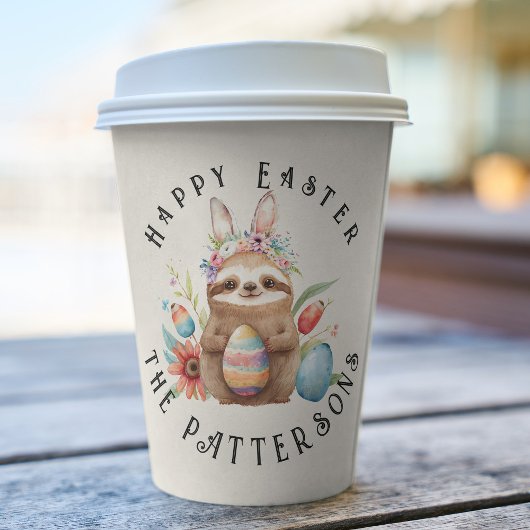 Cute Sloth Happy Paaster Bunny Rabbit Eggs Name Papieren Bekers