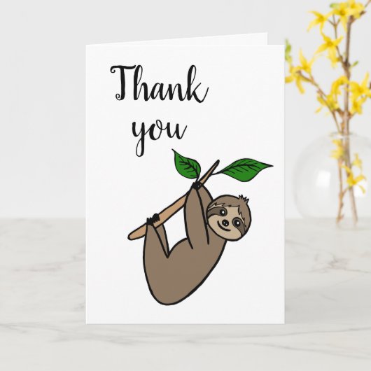 Cute Sloth Hartelijk dank Kaart (Gele Bloem)