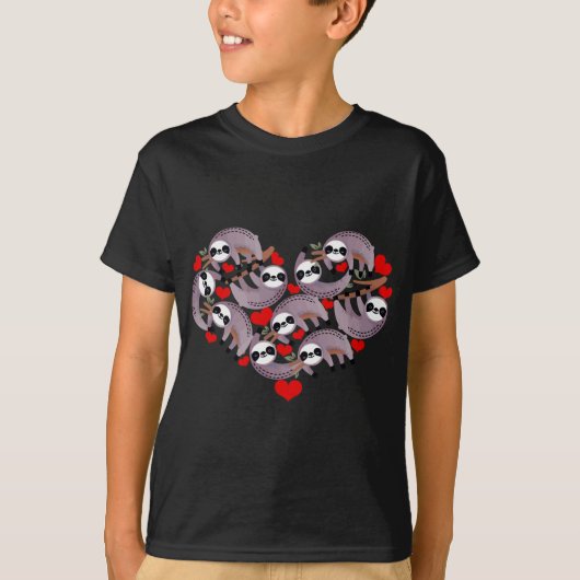 Cute Sloth Heart Valentijnsdag Sloth Lovers Chris T-shirt (Voorkant)