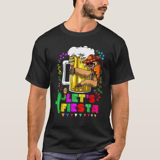 Cute Sloth Holding Beer Cinco de Mayo Mexico Part T-shirt (Voorkant)