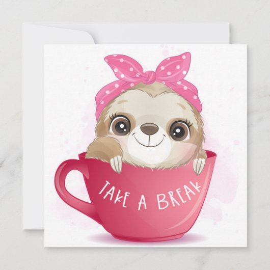 Cute Sloth Holiday Card Feestdagenkaart (Voorkant)