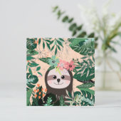 Cute Sloth Holiday Card Feestdagenkaart (Staand voorkant)