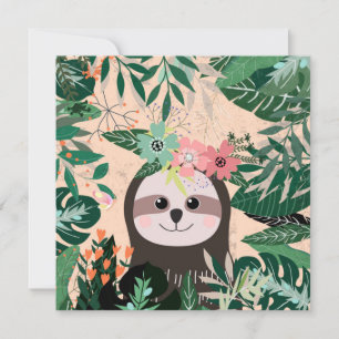 Cute Sloth Holiday Card Feestdagenkaart