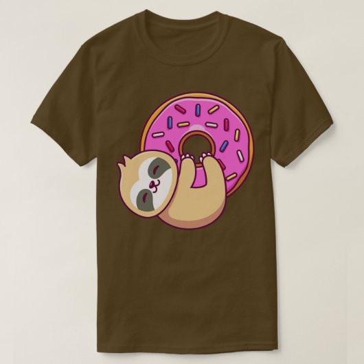 Cute Sloth Hug Big Doughnut T-shirt (Design voorkant)
