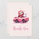 Cute Sloth in a Pink Convertible Bedankkaart (Voorkant / Achterkant)