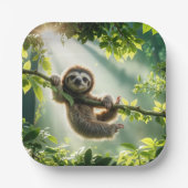 Cute Sloth In Backlit By Sunbeams Papieren Bordje (Voorkant)