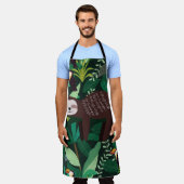 Cute sloth in een groen tropisch illustratiepatroo schort (Gedragen)