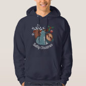 Cute Sloth in Sweater voor een Slaapse Kerstmis (Voorkant)