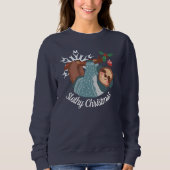 Cute Sloth in Sweater voor een Slaapse Kerstmis (Voorkant)