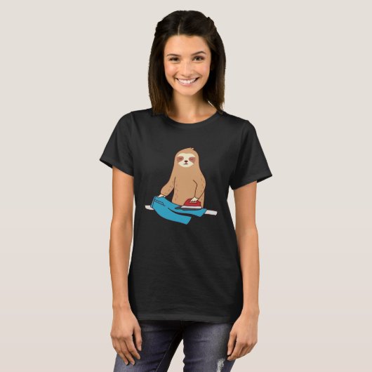 Cute Sloth Ironing Rodent Lazy Tired T-shirt (Voorkant volledig)