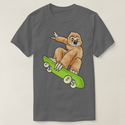 Cute Sloth is skateboarding T-shirt (Design voorkant)