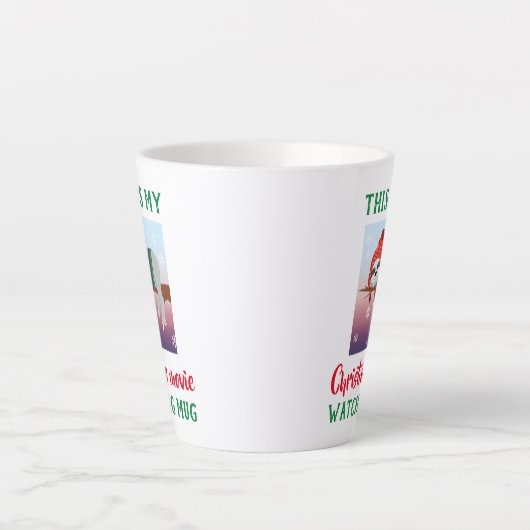 Cute Sloth-kerstfilm die kijkt Latte Mok (Voorkant)