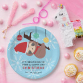 Cute Sloth Kerstpunny Kawaii Holiday Winter Papieren Bordje (Feest)