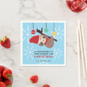 Cute Sloth Kerstpunny Kawaii Holiday Winter Servet (Insitu)